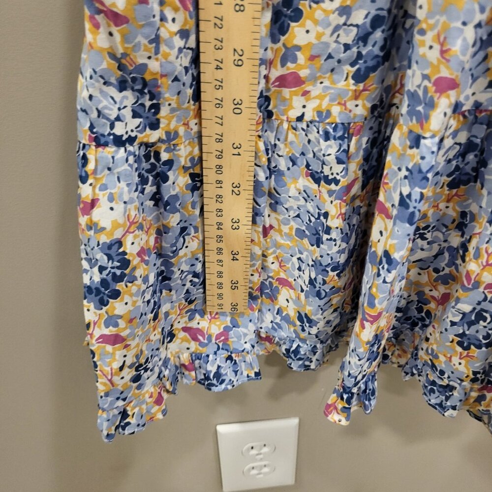 Lauren Ralph Lauren Floral Dress Women Size 14‎ Coastal Flowy Ruffle Puff Sleeve - Picture 5 of 6